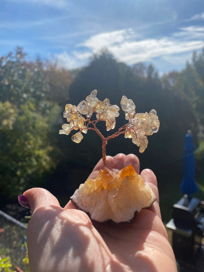 Mini bonsai citrine on citrine gift, crystals, November birthstone 13th wedding anniversary, gemstone tree of life, crystal home decor