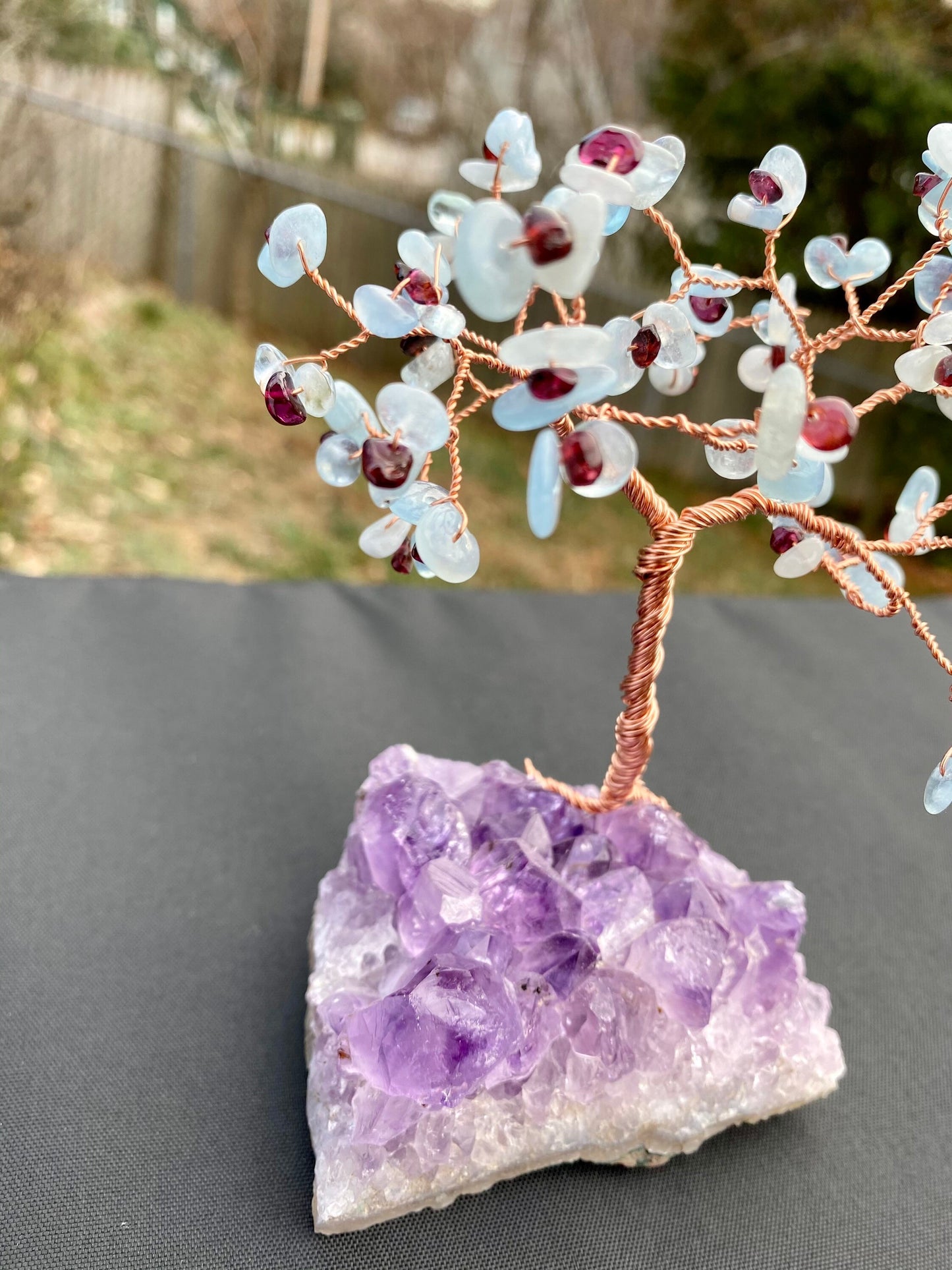 Aquamarine and Garnet Tree of Life