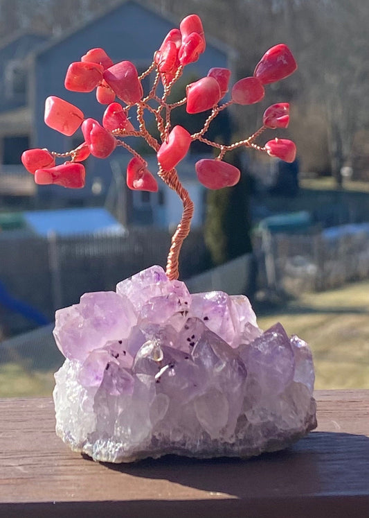 Mini pink sea coral bonsai, gem tree, crystal home decor