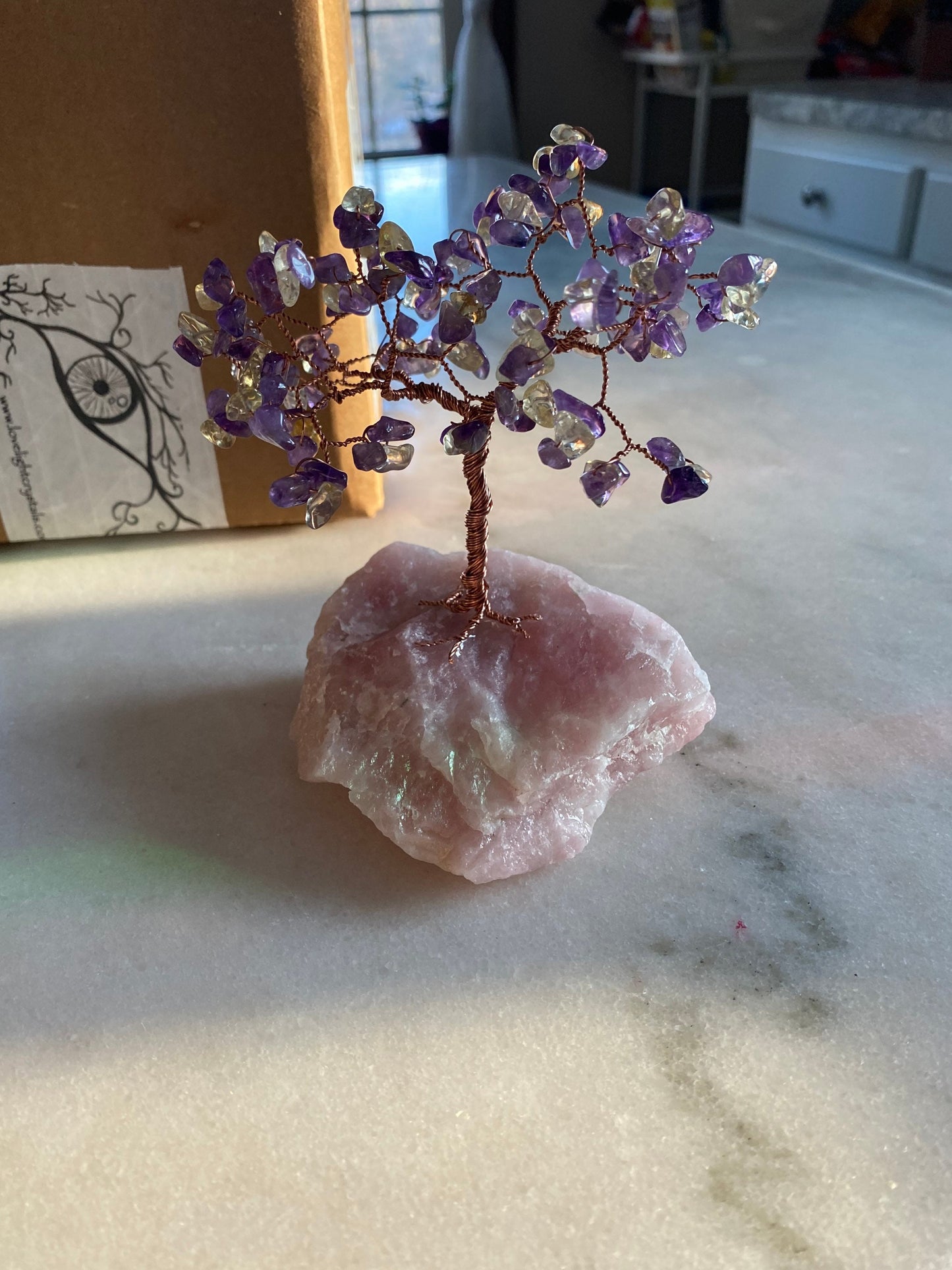 Amethyst Citrine and Rose Quartz Tree for Manifesting Love and Success