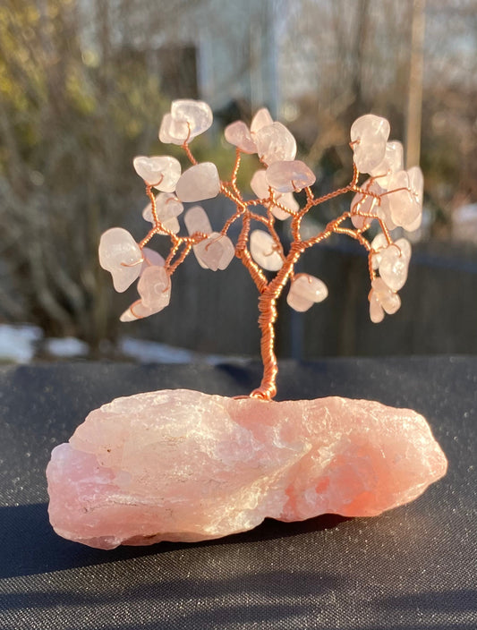 Mini pink rose quartz tree, gemstone tree of life, crystal home decor, healing crystal, bonsai, wire tree, reiki, valentines day gift