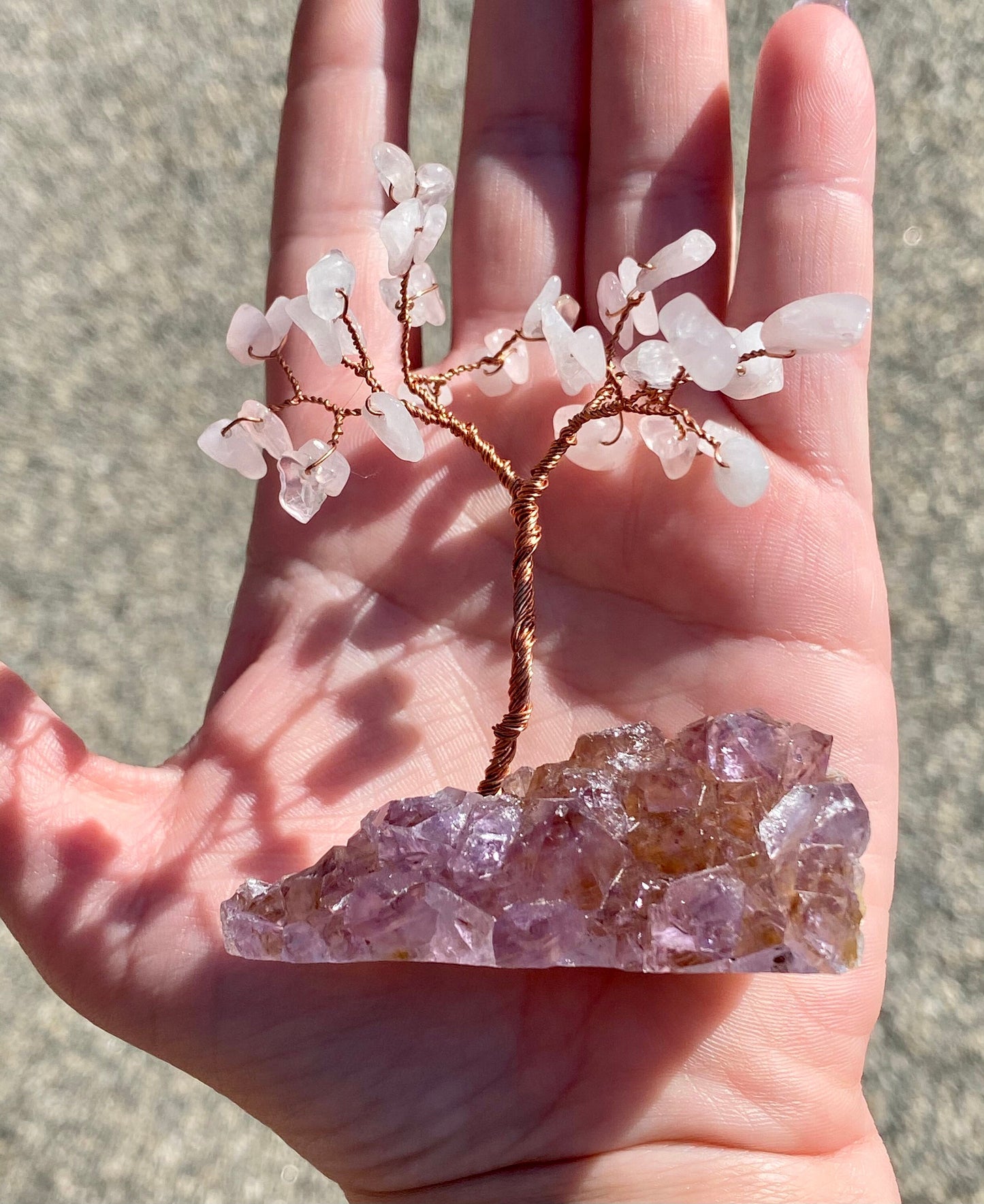 Mini rose quartz bonsai gemstone tree,crystal tree of life, crystal home decor