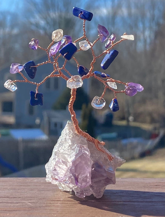 Mini lapis amethyst and opalite tree of life