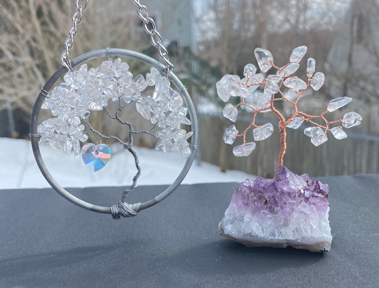 Mini clear quartz April birthstone gift set
